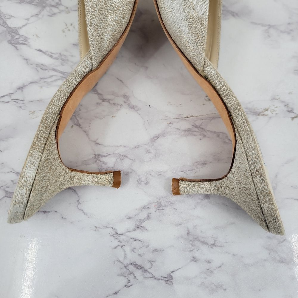 Shannon Britt Italian Silver Kitten Heel Mules Formal Bridal Evening - Picture 9 of 16